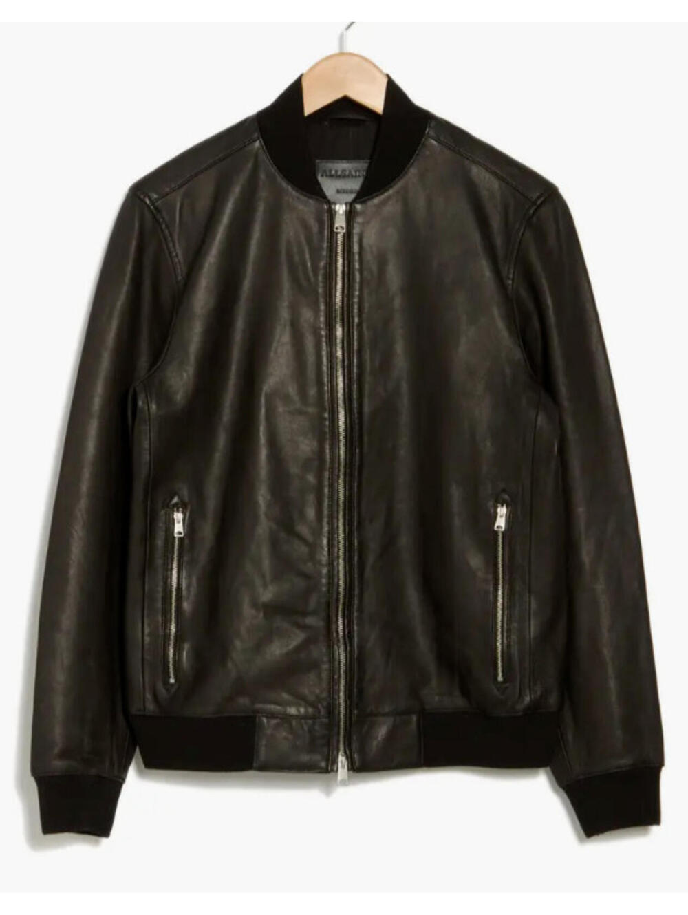 NEW, AllSaints Men's Niko Leather Bomber Jacket in Black SZ L #SJ2276